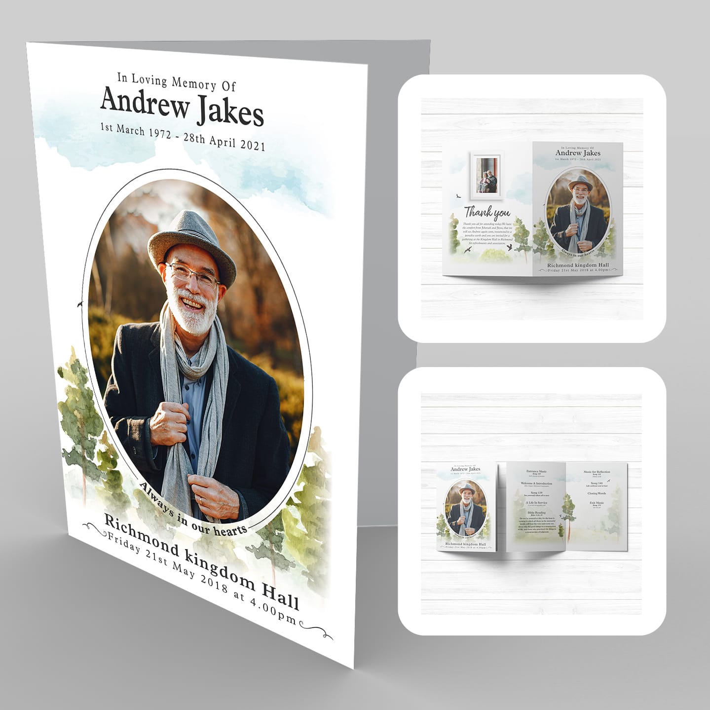 Andrew Jacobs' 6b Nature Beauty, Trees Funeral Program Template.