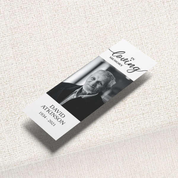 Funeral Bookmark featuring a cluster of hydrangeas.
