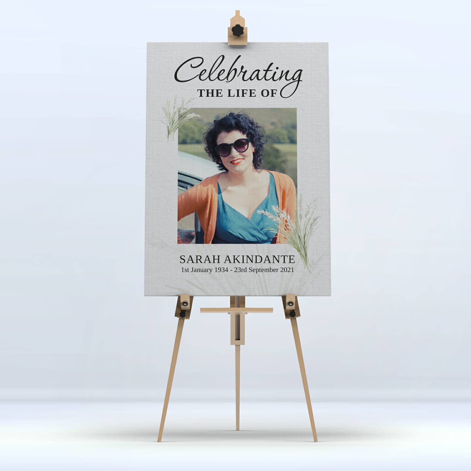Pampas Grass Funeral Memory Board Display A4 to A1 size