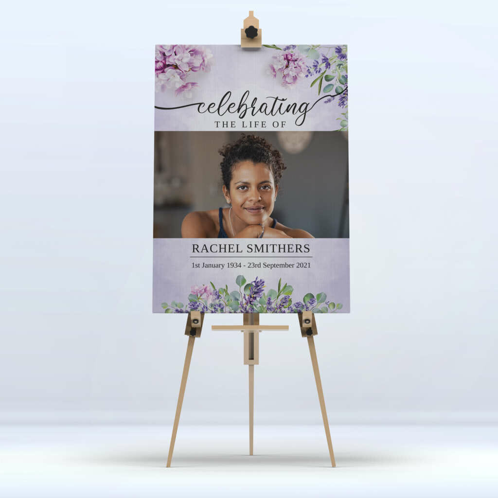 Delicate Lilac Funeral Memory Board Display A4 to A1 size