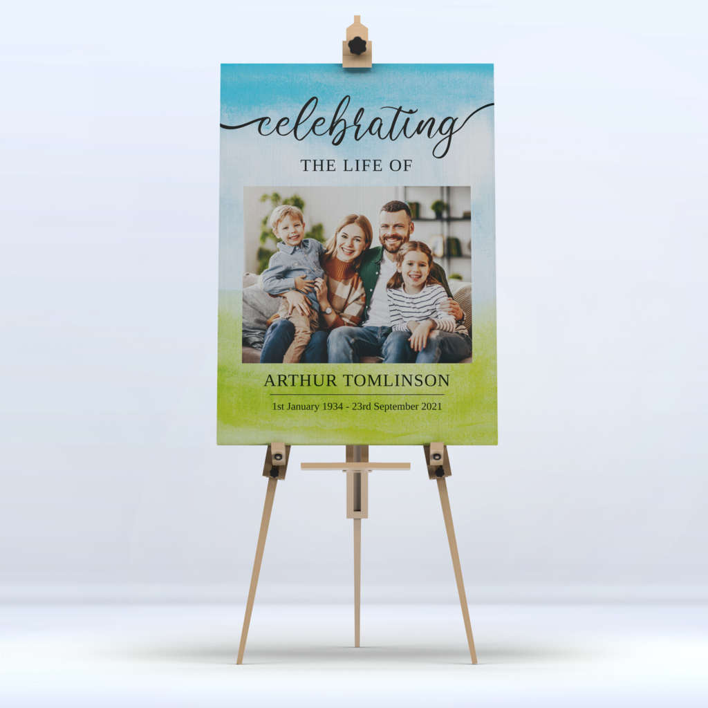 Green Blue Funeral Memory Board Display A4 to A1 size