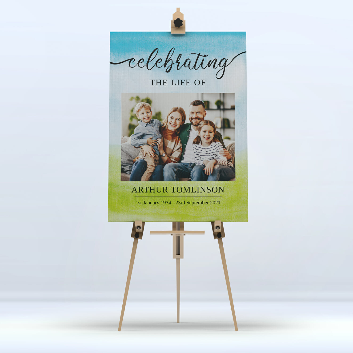 Green Blue Funeral Memory Board Display A4 to A1 size