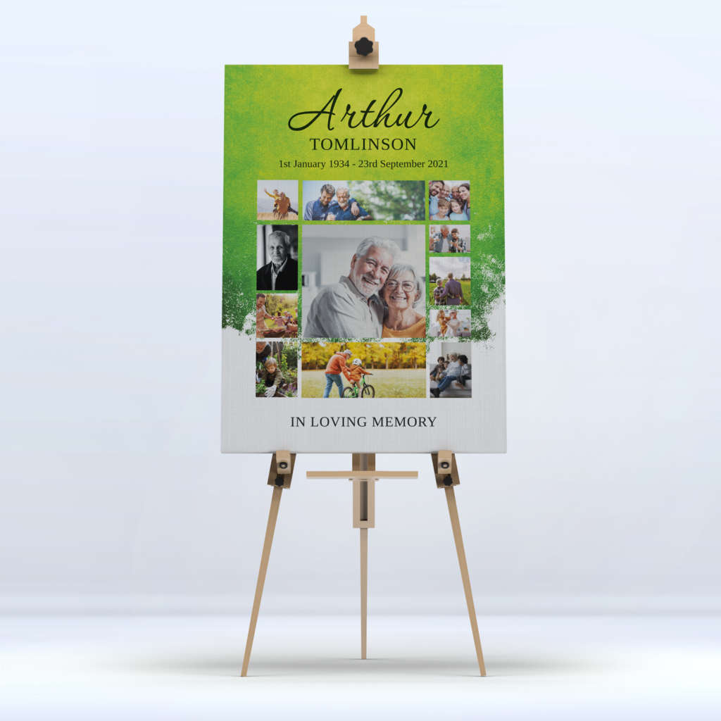 Green Montage Funeral Memory Board Display A4 to A1 size