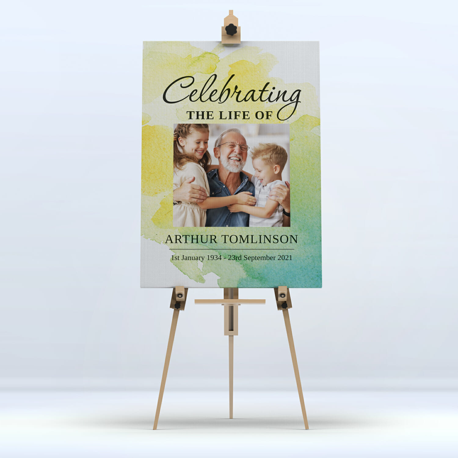 Green Yellow Funeral Memory Board Display A4 to A1 size