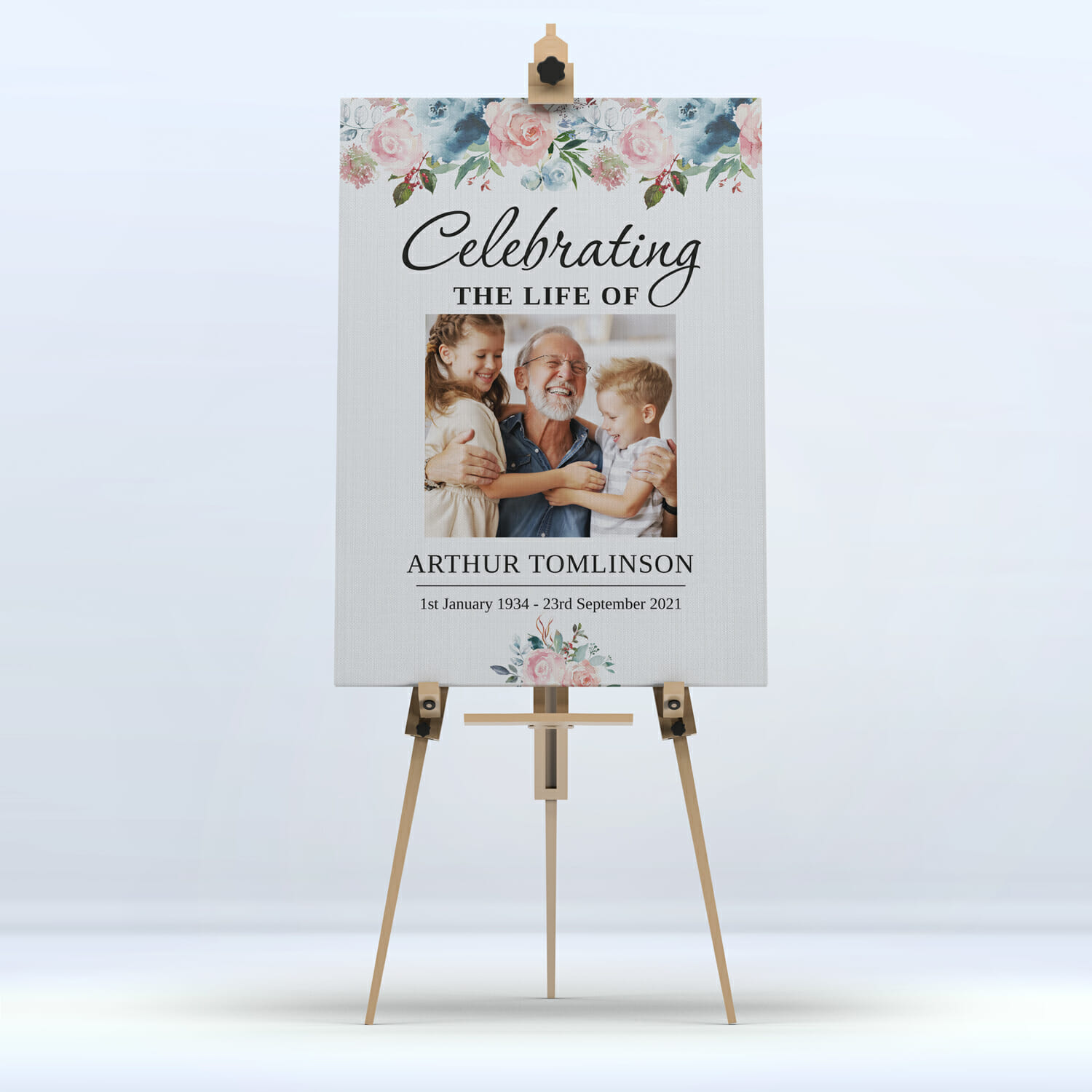 Rose Collection Funeral Memory Board Display A4 to A1 size