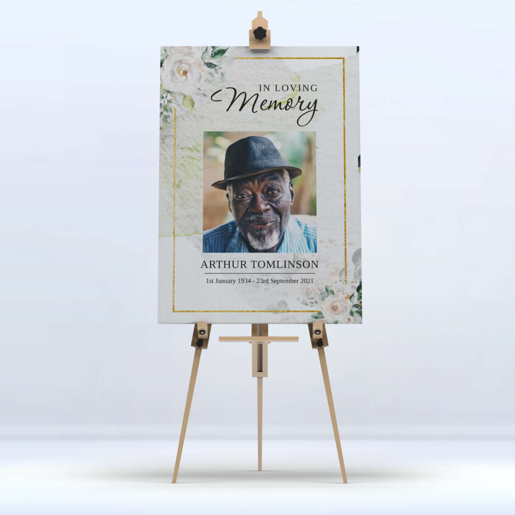 Rose Frame Funeral Memory Board Display A4 to A1 size
