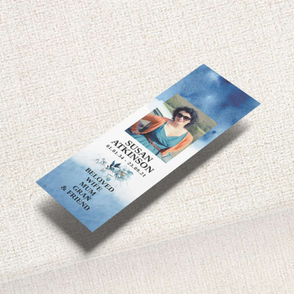 Funeral Bookmark displaying a medley of meadow flowers