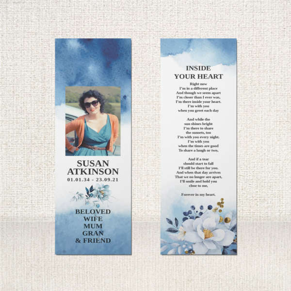 Funeral Bookmark decorated with cherry blossoms