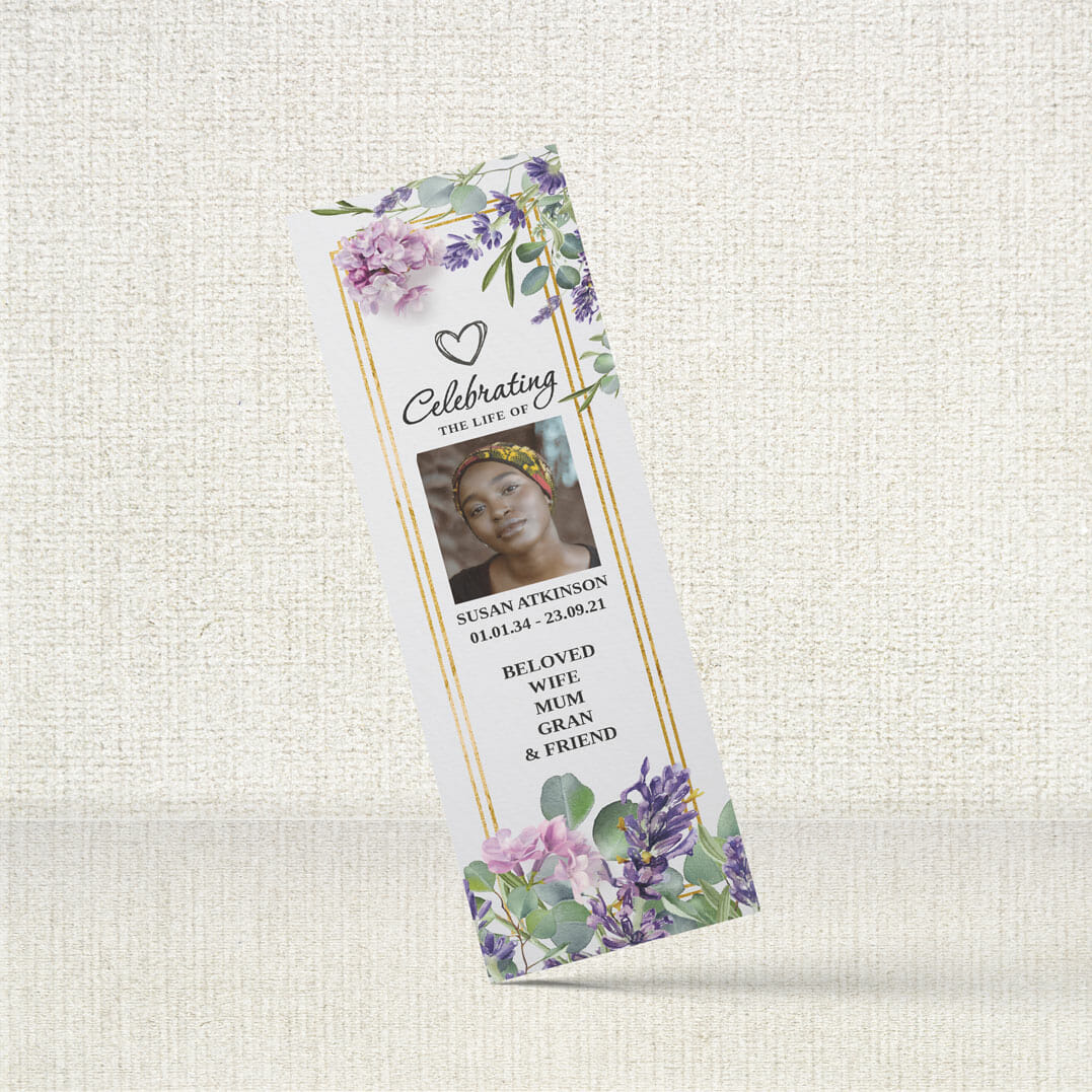 Funeral Bookmark featuring a bouquet of wildflowers