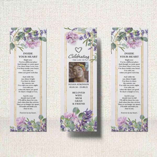 Funeral Bookmark bordered by ivy.