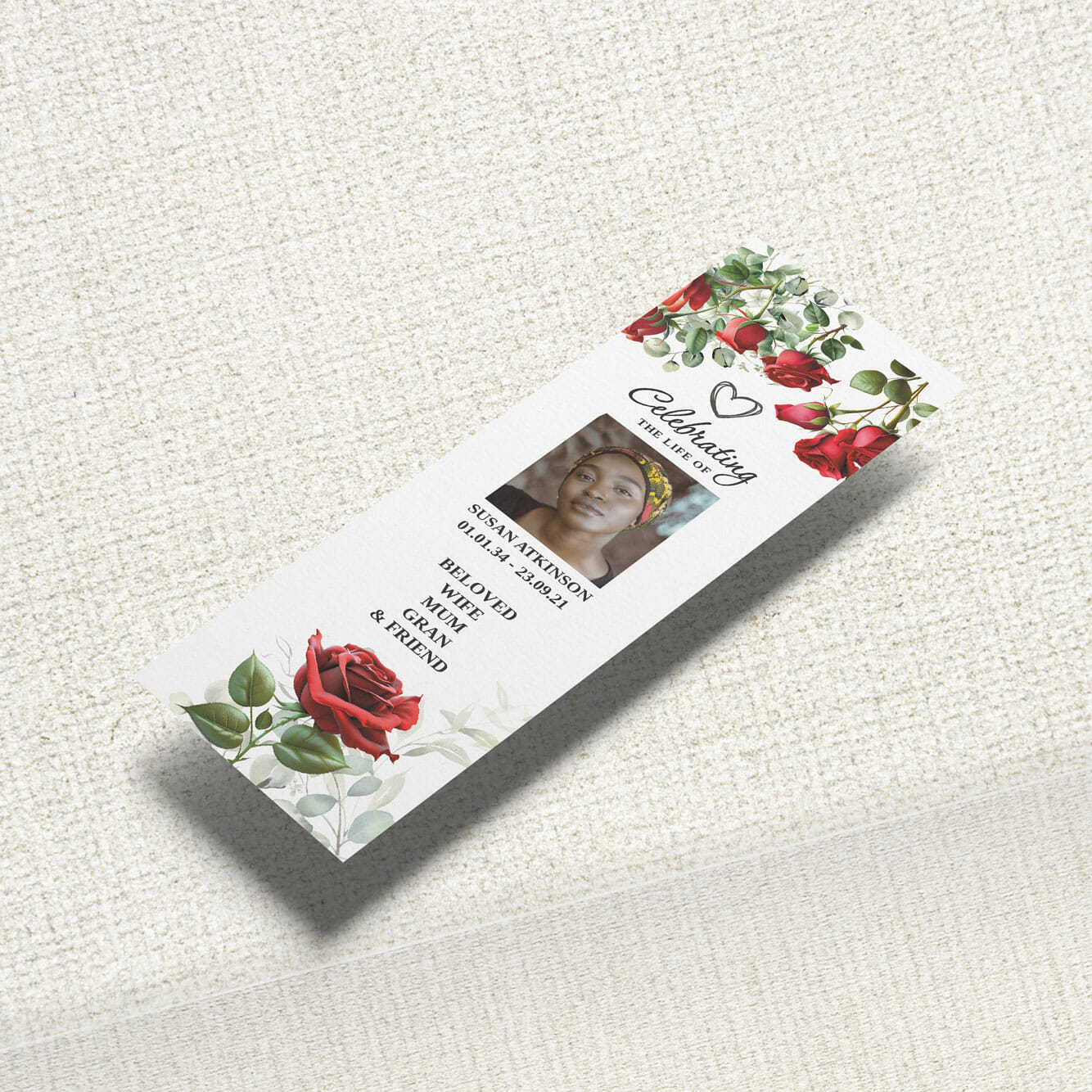 Funeral Bookmark with an elegant orchid design