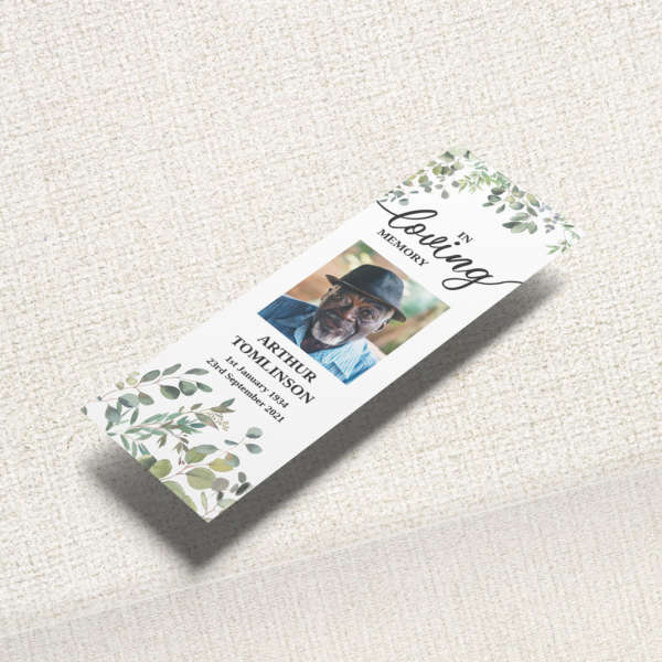 Funeral Bookmark adorned with sweet peas