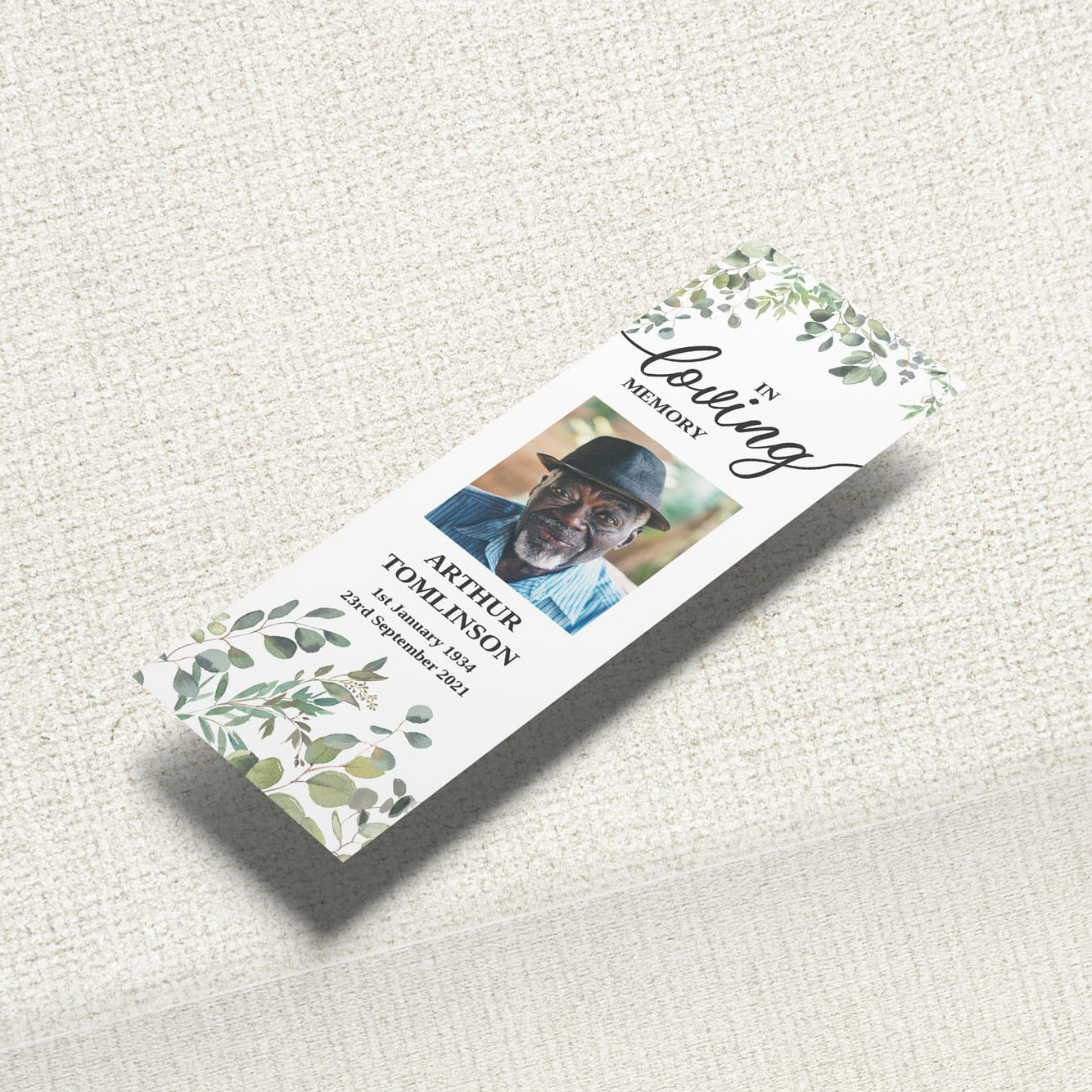 Green Foliage Funeral Bookmarks - Design Online