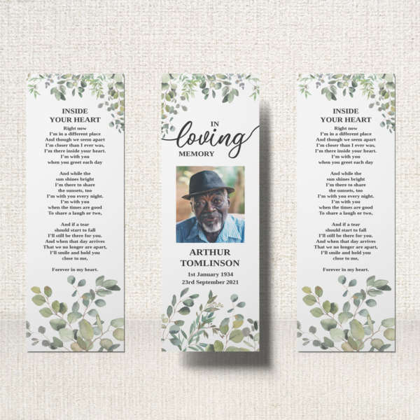 Funeral Bookmark graced with camellias