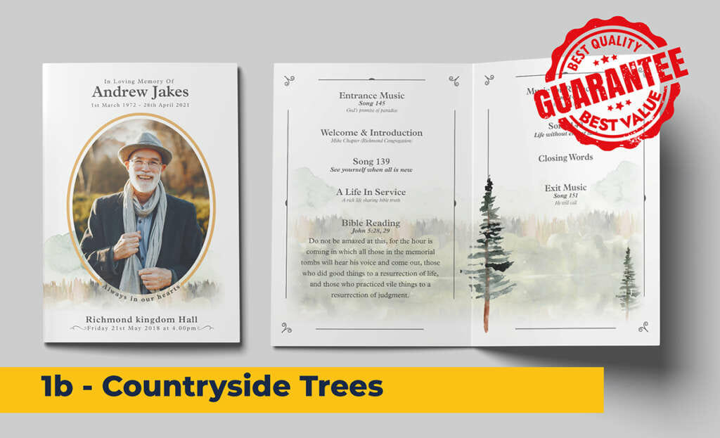 Countryside Trees funeral order of service template
