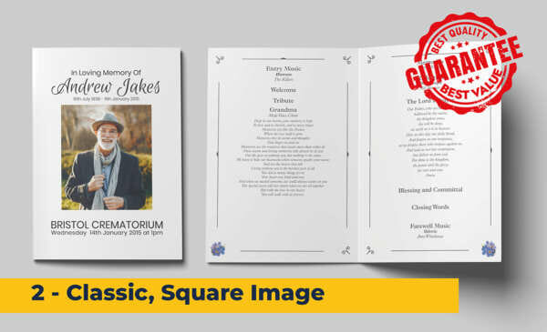 Classic Square Image funeral order of service template