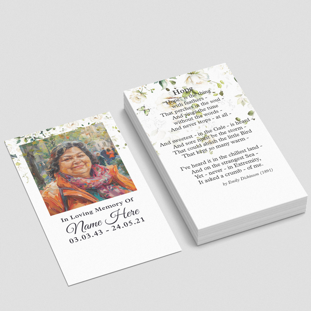 Cascading Flowers memorial card