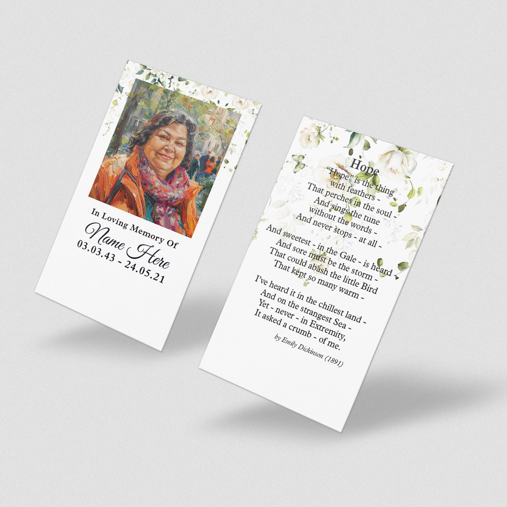 Cascading Flowers memorial card