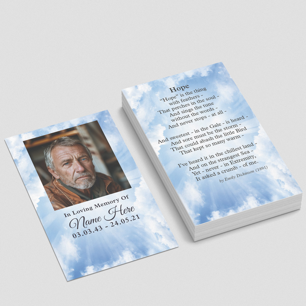 Clouds Sky Light memorial card