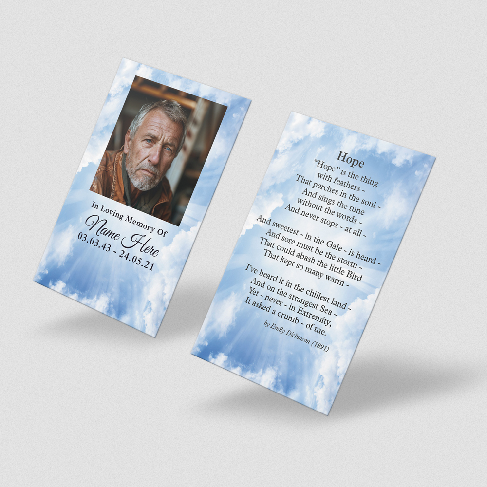 Clouds Sky Light memorial card