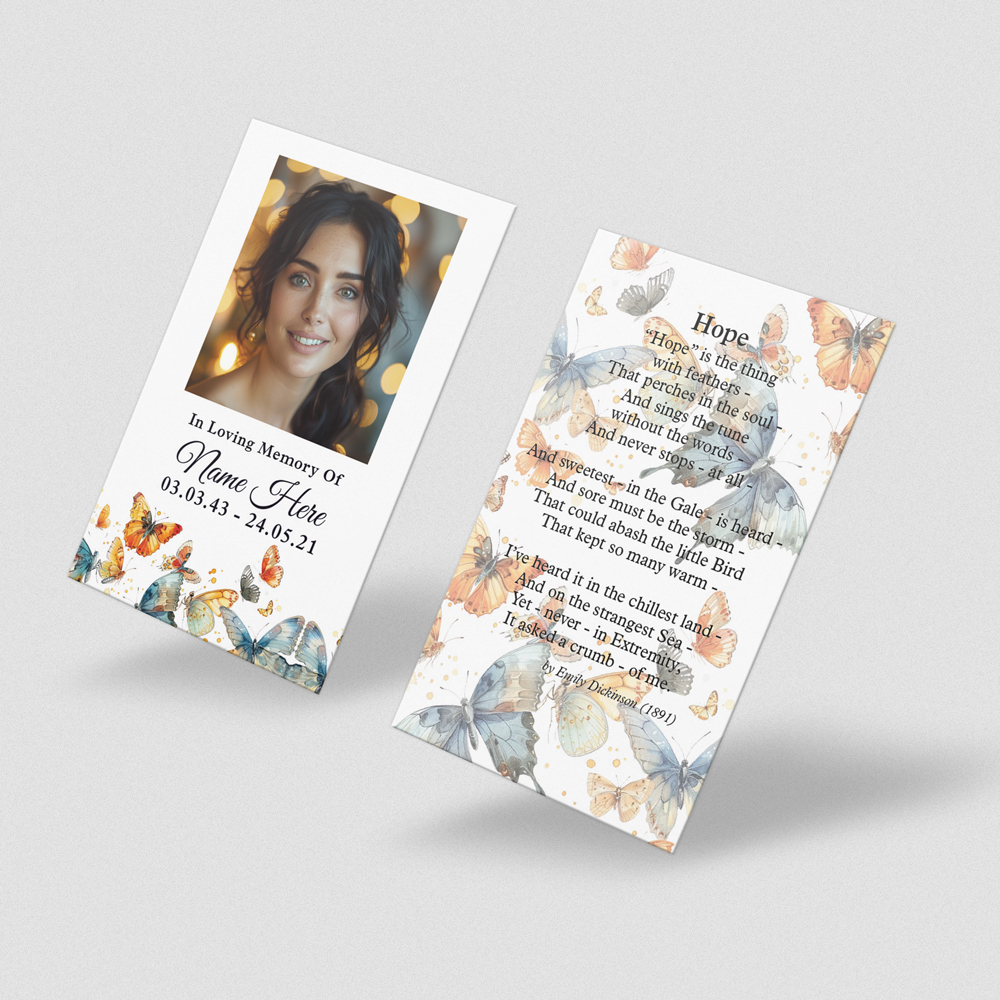 Dancing Butterflies memorial card