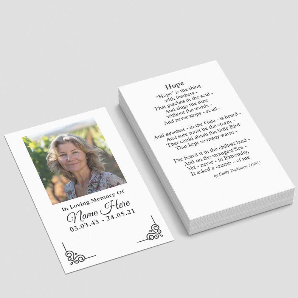 Delicate Frame memorial card