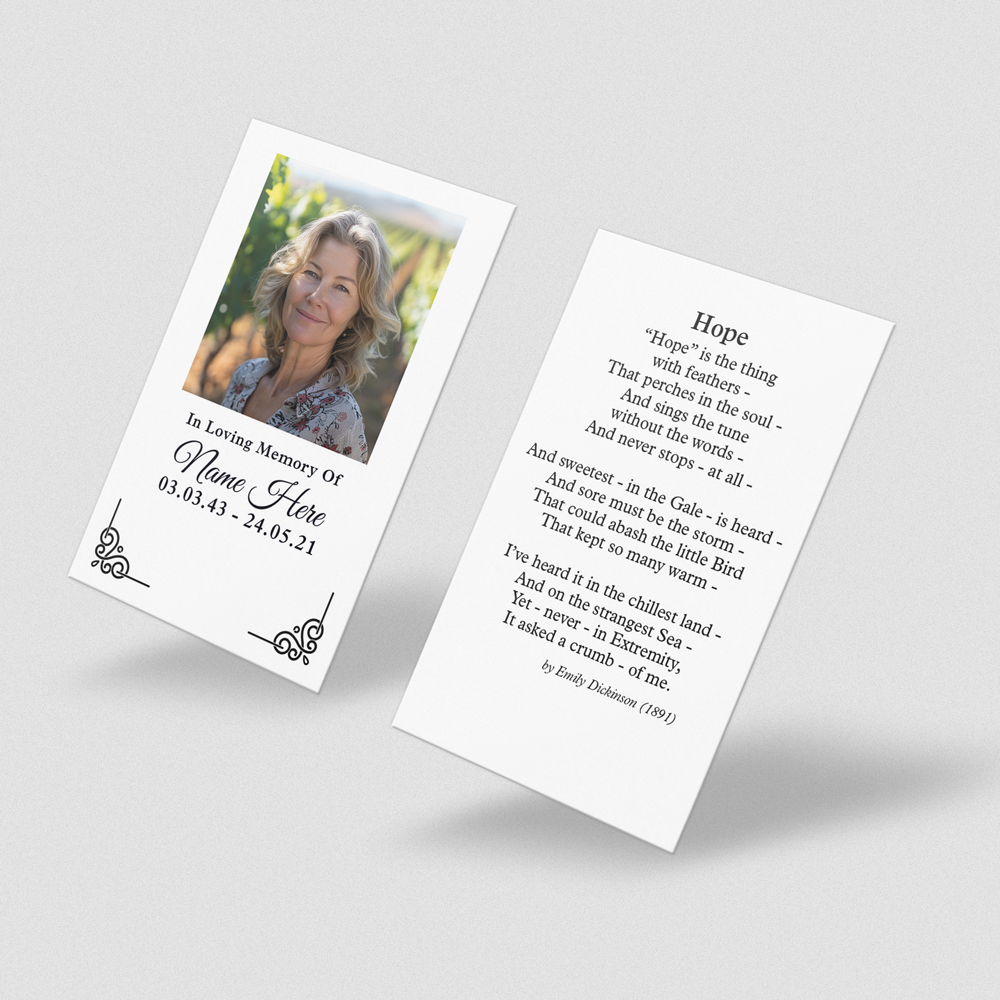 Delicate Frame memorial card