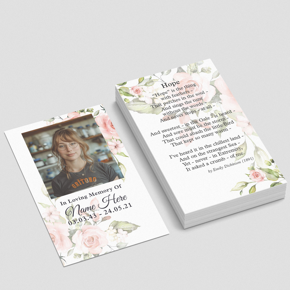Rose Tints memorial card