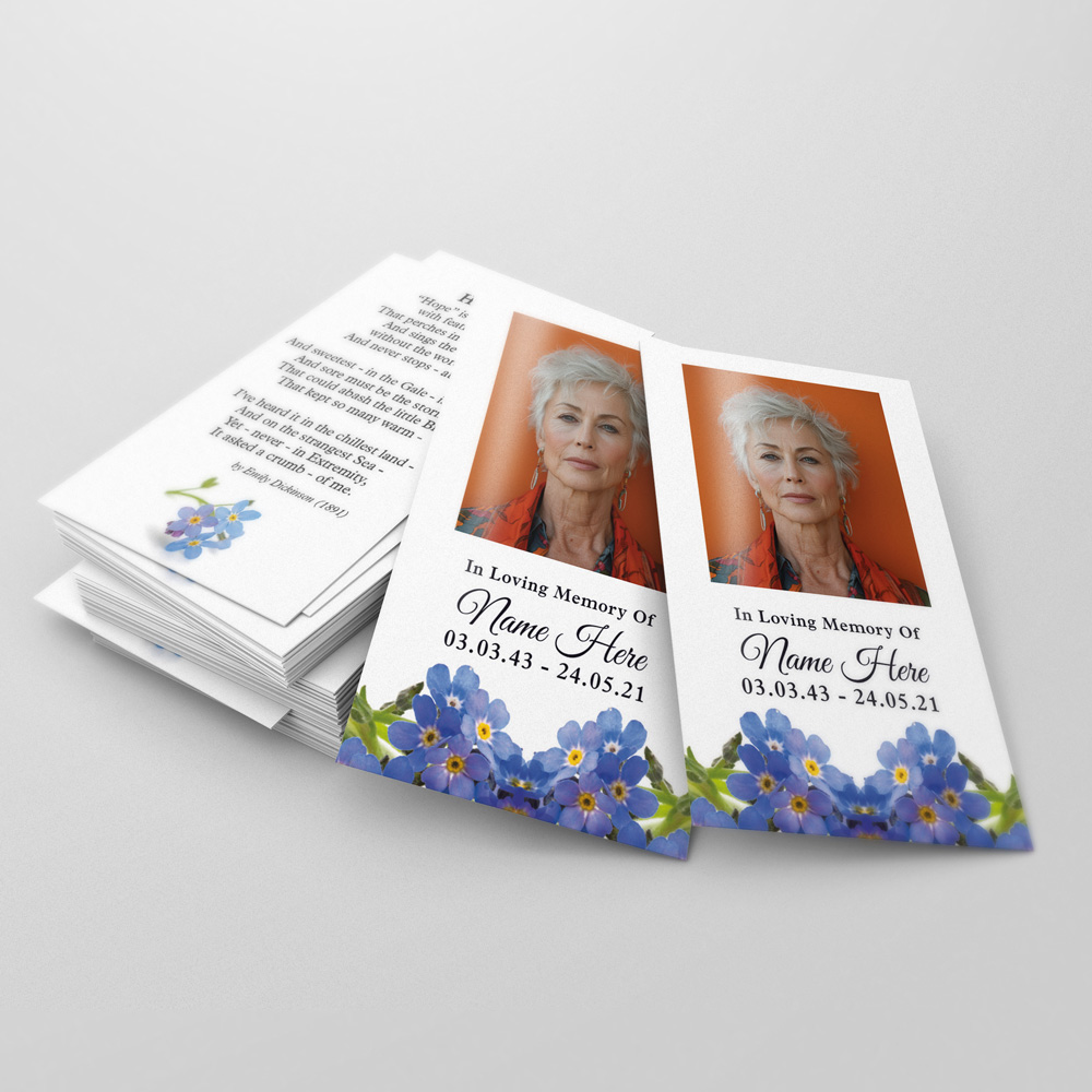 Forget Me Not Flowers memorial card