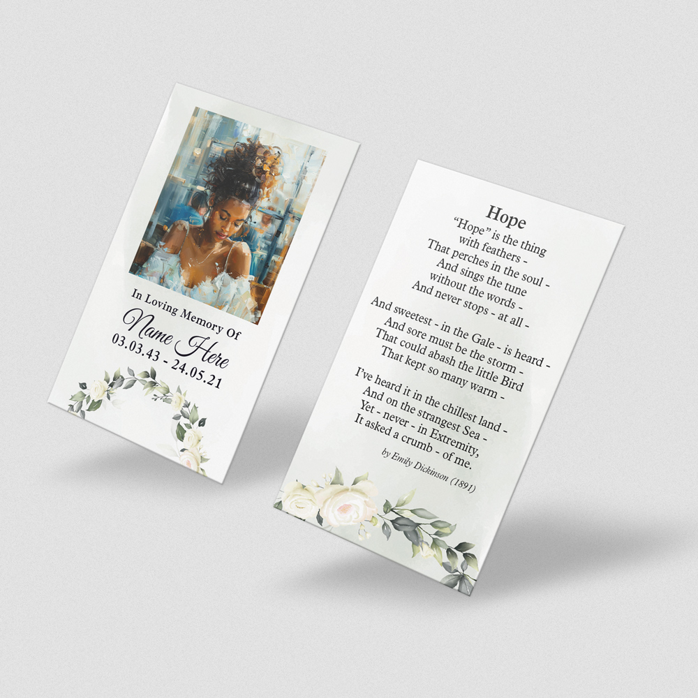 White Flower Frame memorial card