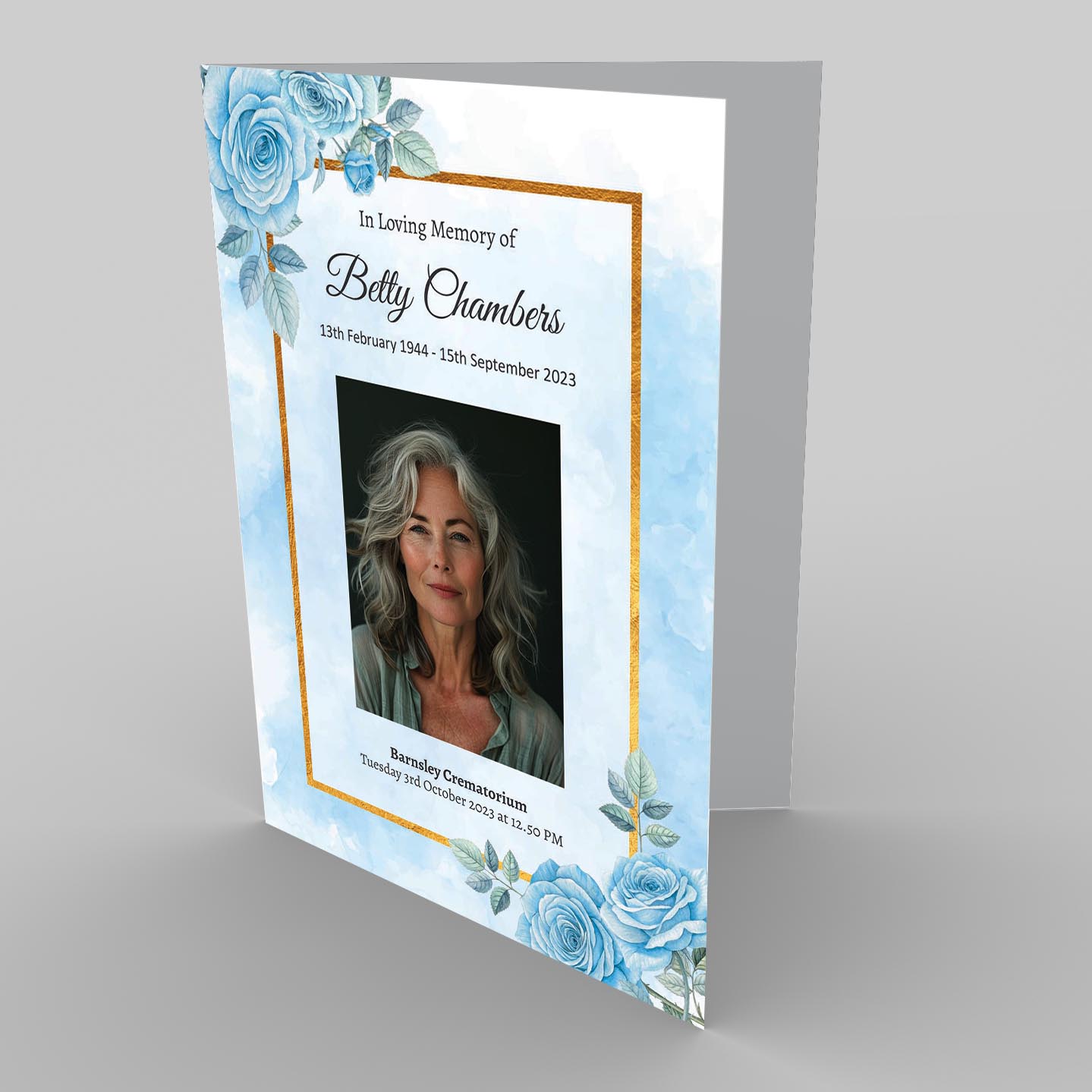 Blue Dreams Rose Funeral Order of service