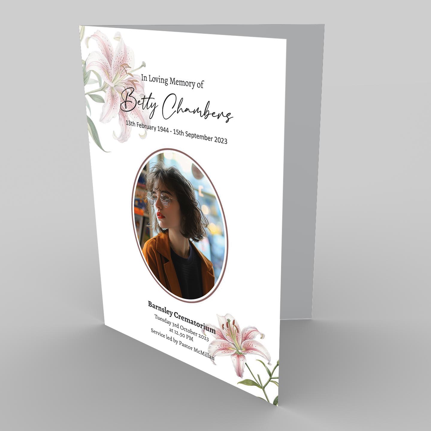Delicate Lilies Funeral Order of service