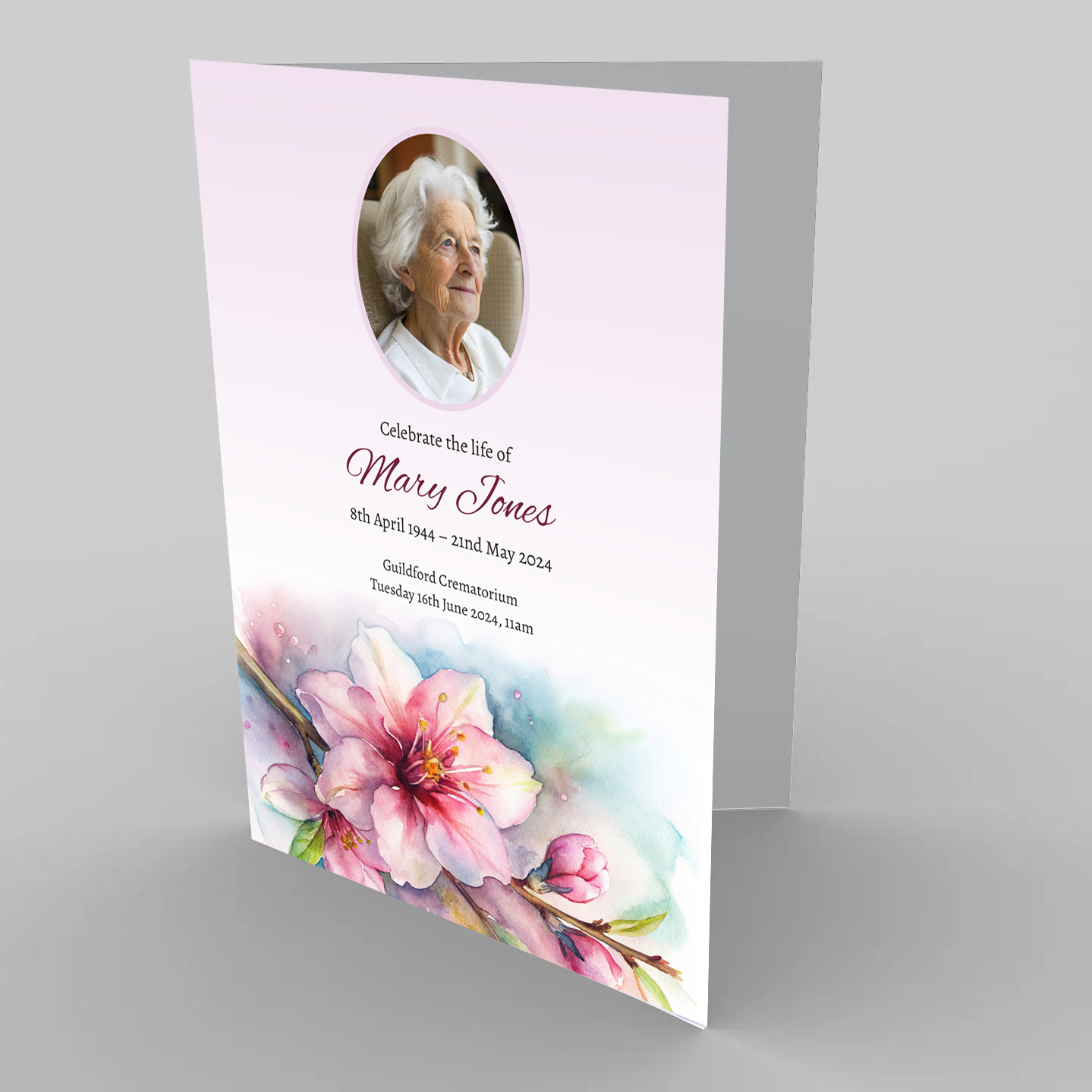 Soft Blossoms Funeral Order of Service Template