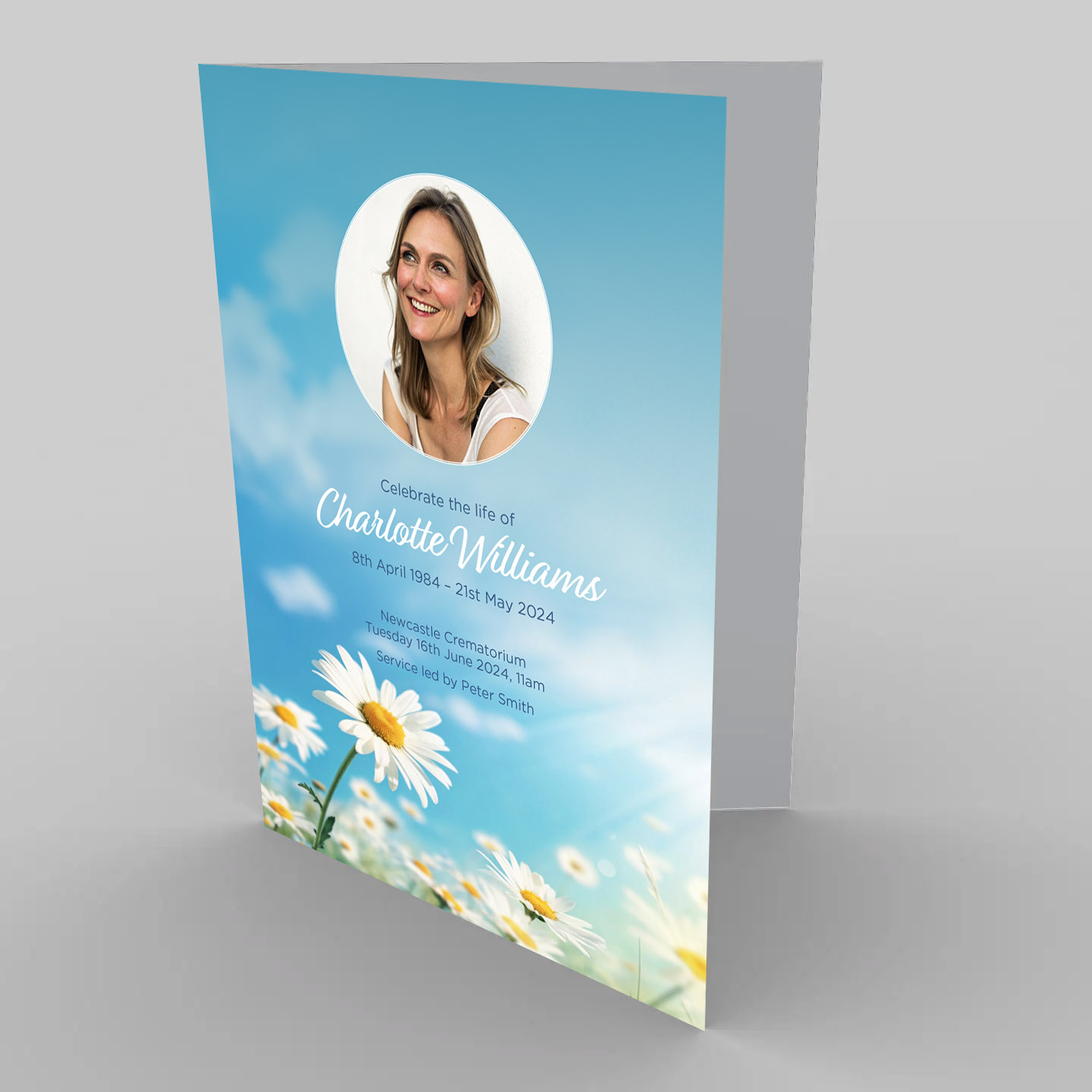 Daisy Blue Sky Funeral Order of Service Template