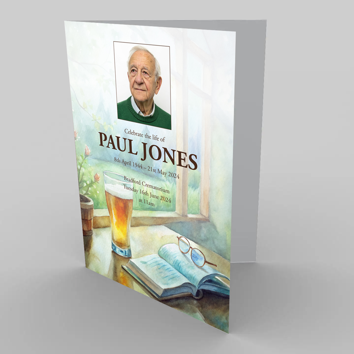 Beer and Book Funeral Order of Service Template