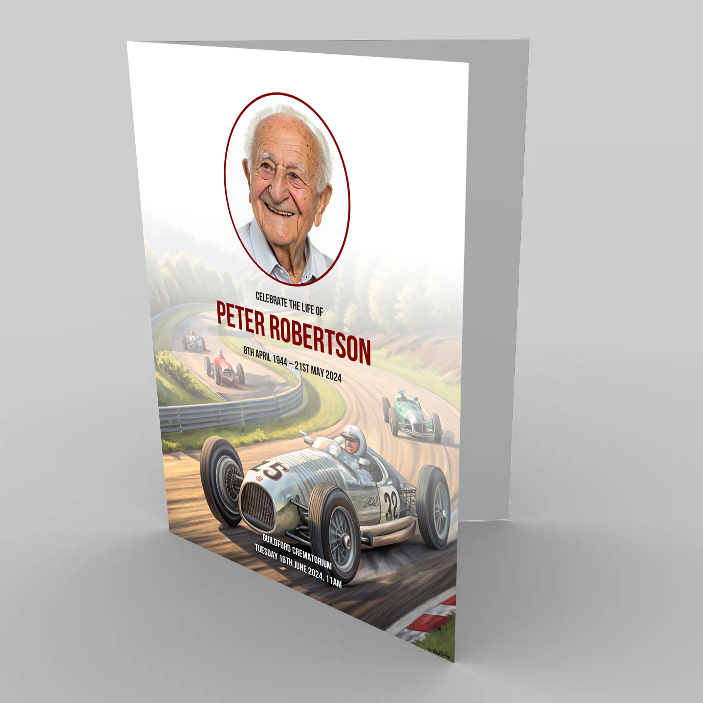 Racing Cars Funeral Order of Service Template