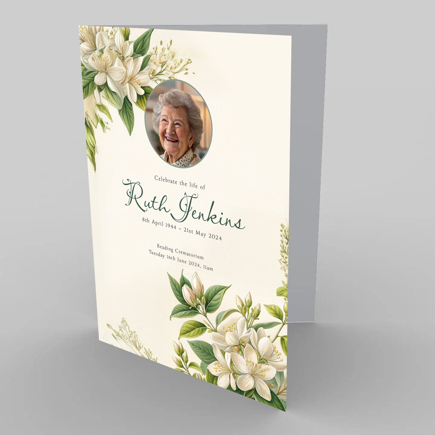 Jasmine Ivory Funeral Order of Service Template