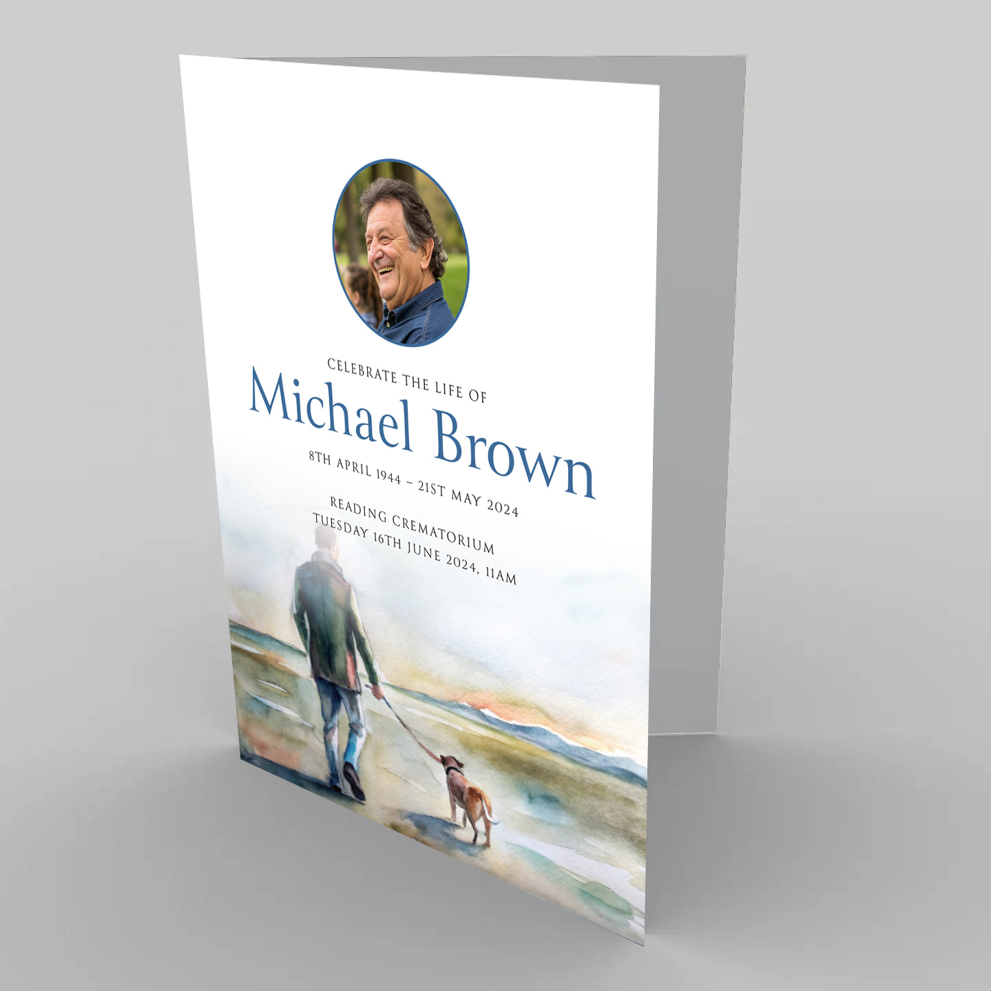 A perfect order of service design dedicated to someone who loves dogs.