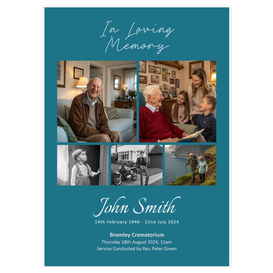 Multiple photographs funeral order of service example