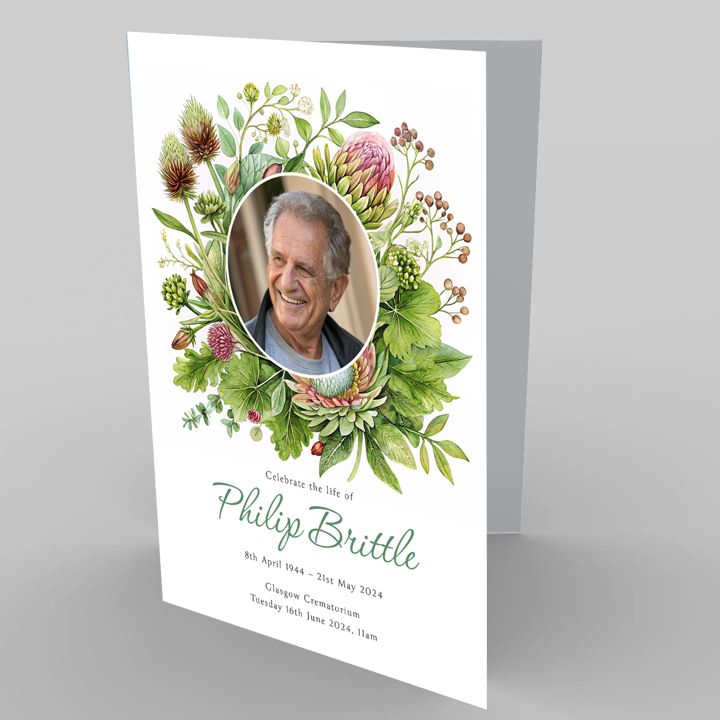 Thistle wreath funeral order of service template