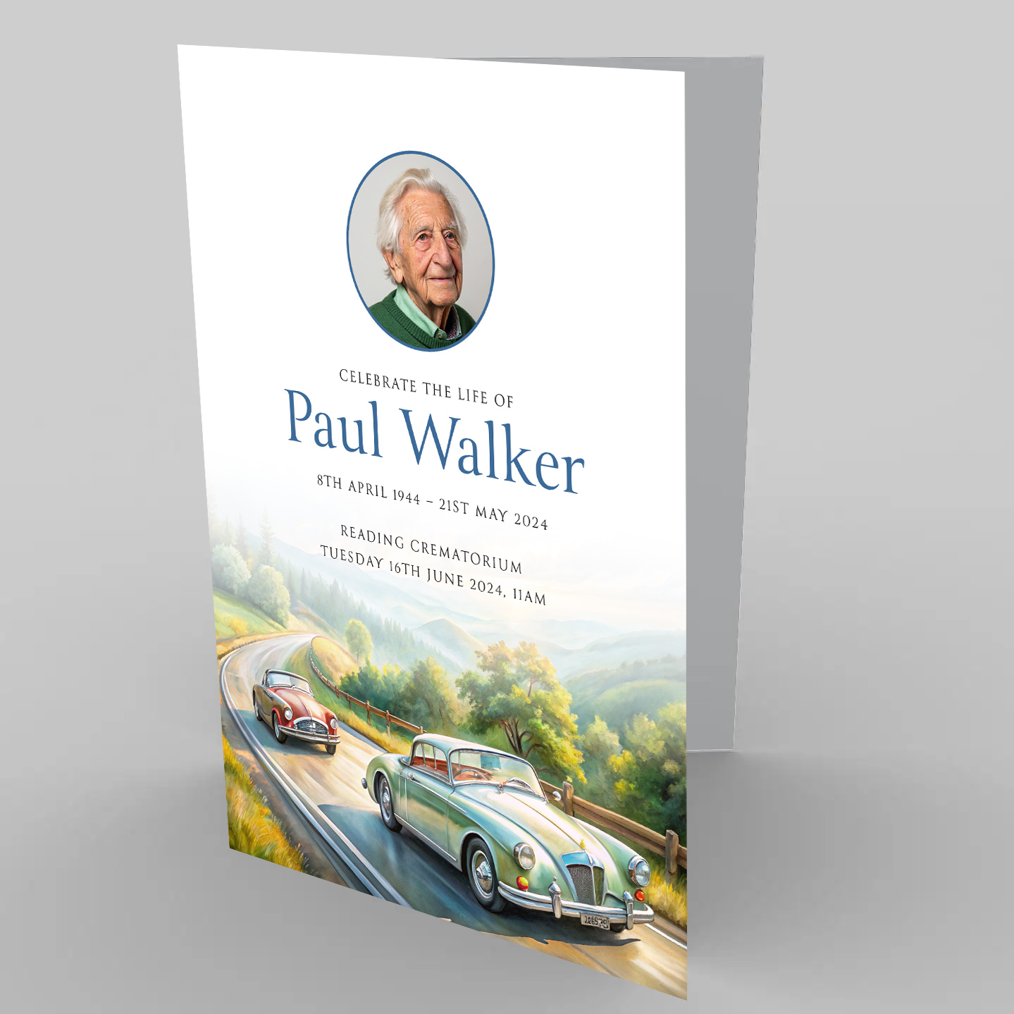 Vintage cars funeral order of service template
