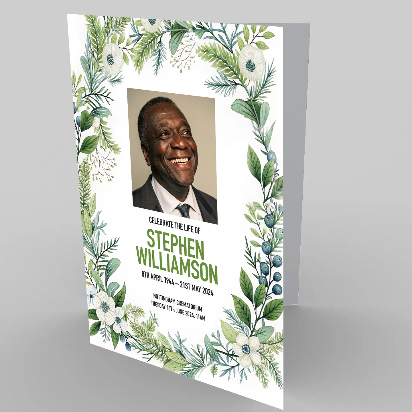Winter Rosehips funeral order of service template