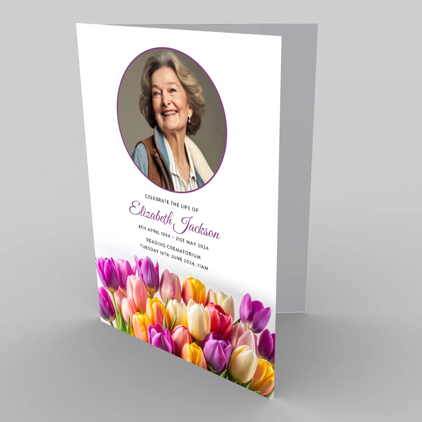 Bright Tulips funeral order of service template