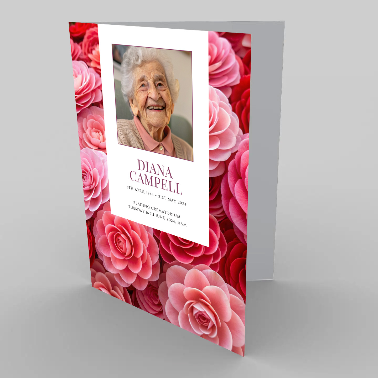 Camellia Collection - Funeral order of service template.