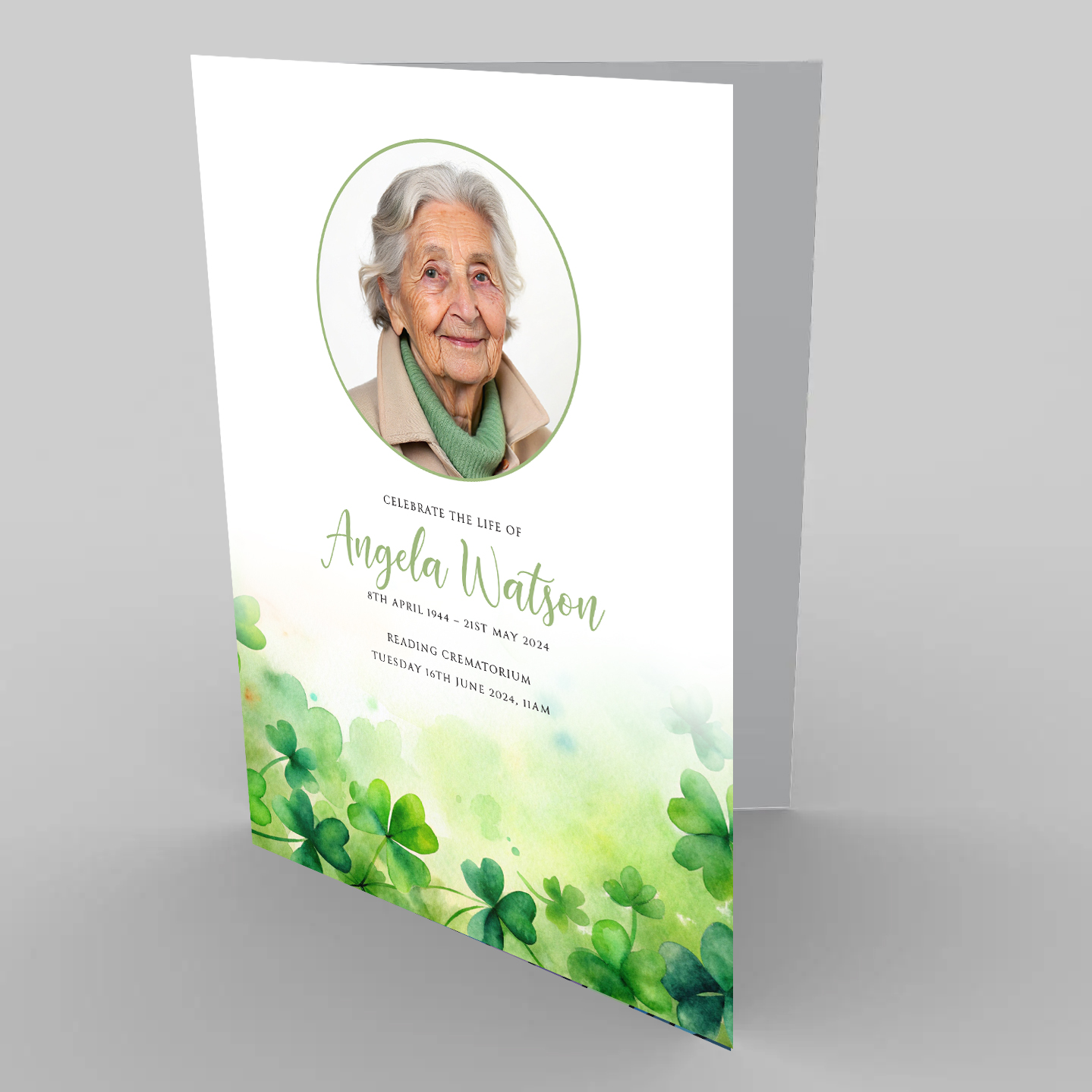 Irish Shamrock - Funeral order of service template