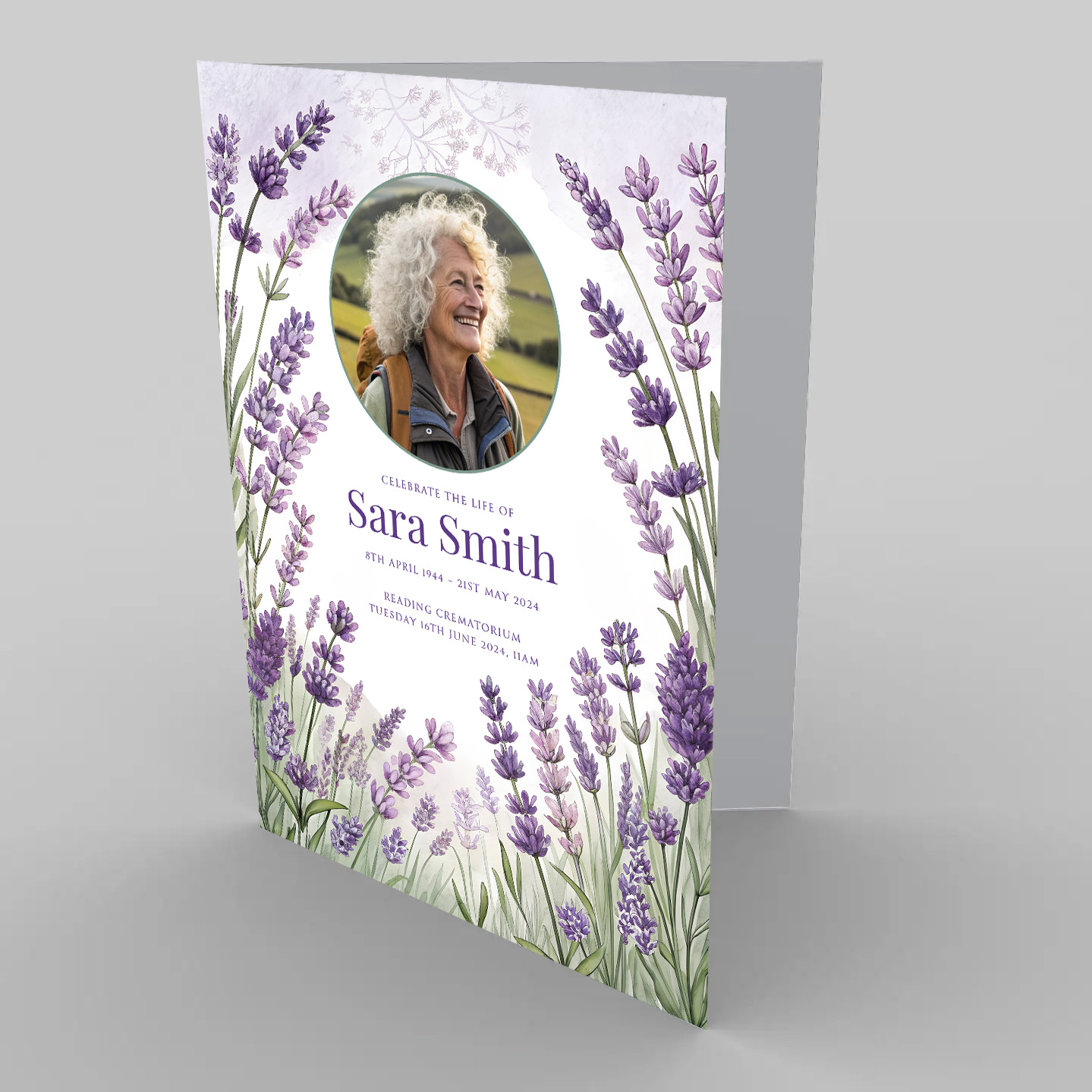 Country Lavender funeral order of service template.